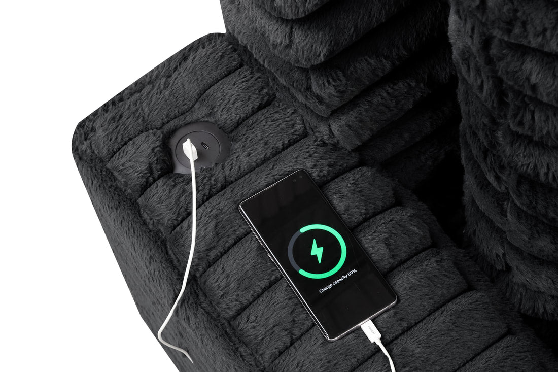 Black Cord Fabric Chaise 1400