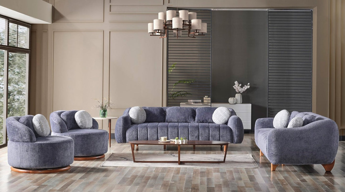 Snowy 3-pieces (Sofa & Loveseat & Swivel Chair) Livingroom Set Anthracite