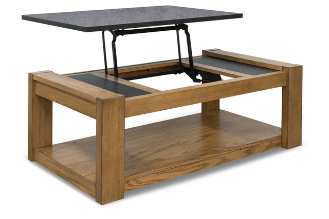 Quentina Light Brown/Black Lift-top Coffee Table and 2 End Tables T775