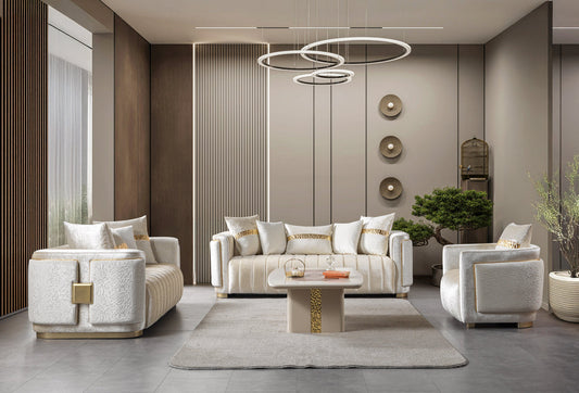 Carlina Ivory Velvet Living Room Set