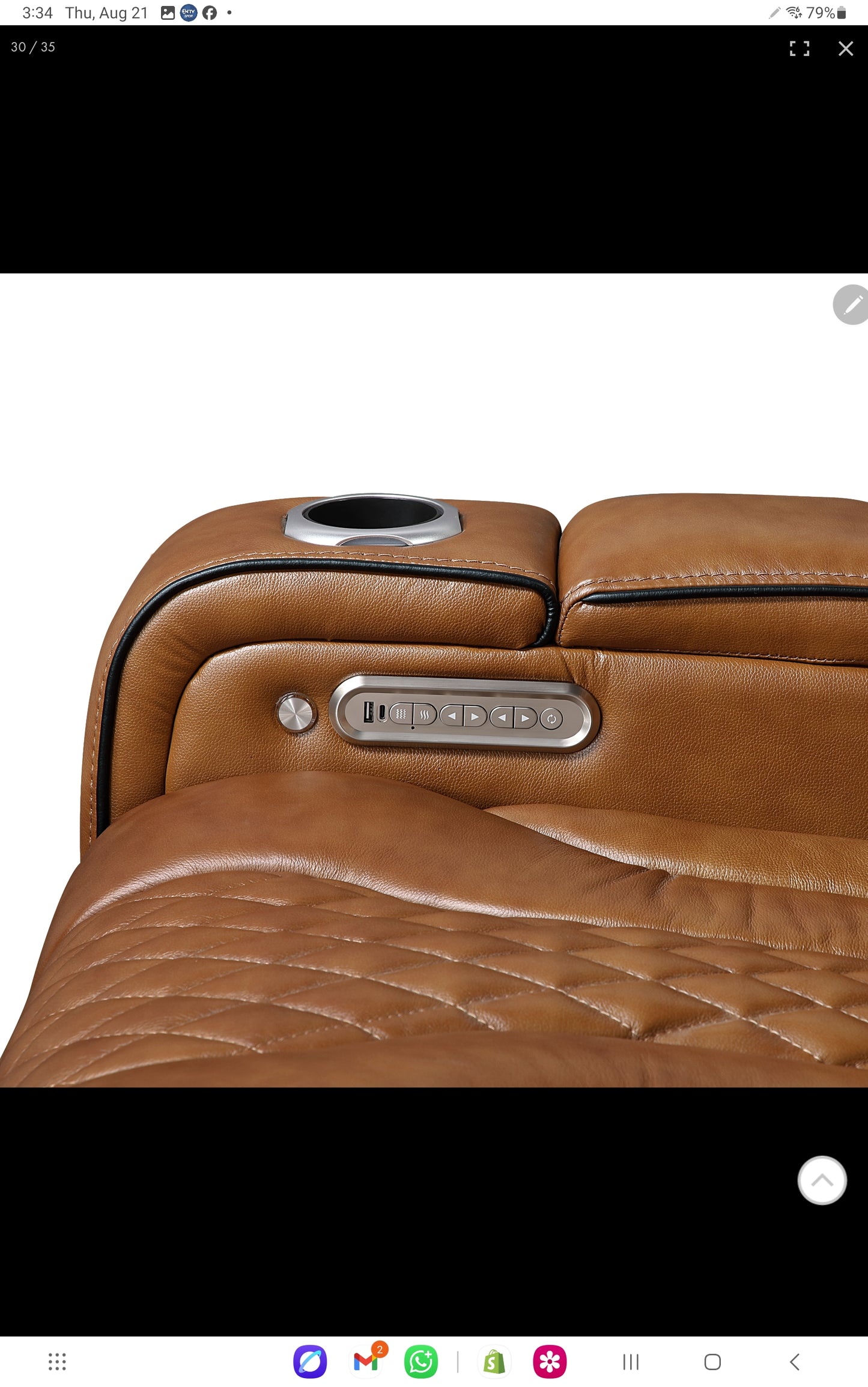 Apex TOP GRAIN LEATHER/POWER/LED/MASSAGE Reclining Set 8449