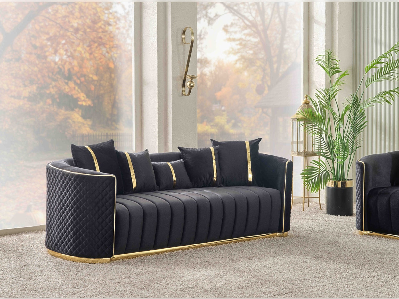 Ceko 3-pieces (Sofa & Loveseat & Chair) Livingroom Set Black