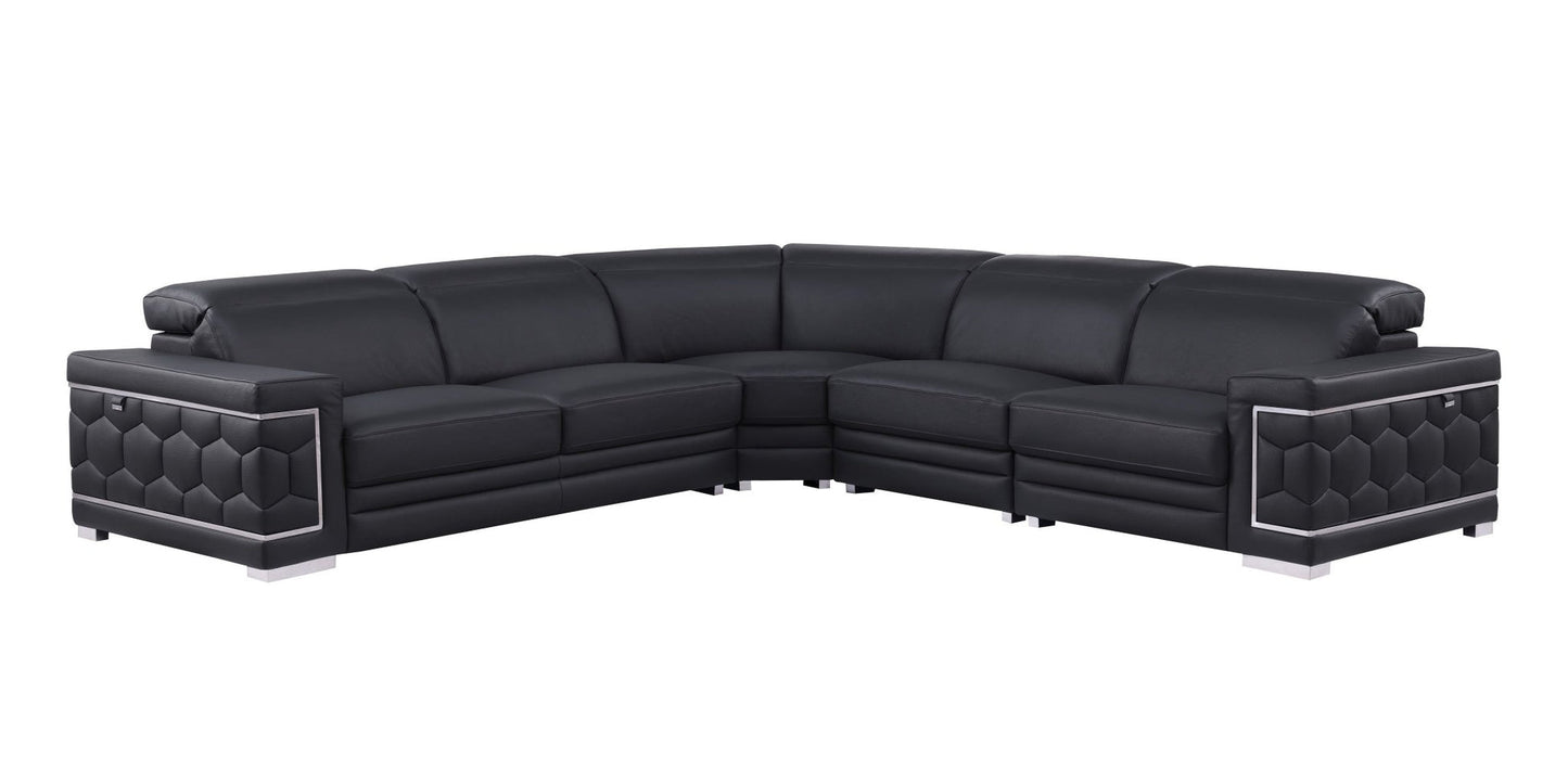 Favo Black Italian Leather Sectional MI-1255