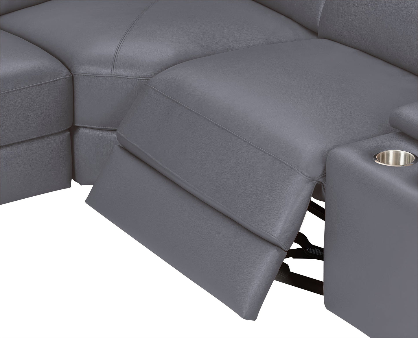 Picasso II Dark Grey 2-POWER Italian Leather Match 6pc Sectional  MI631