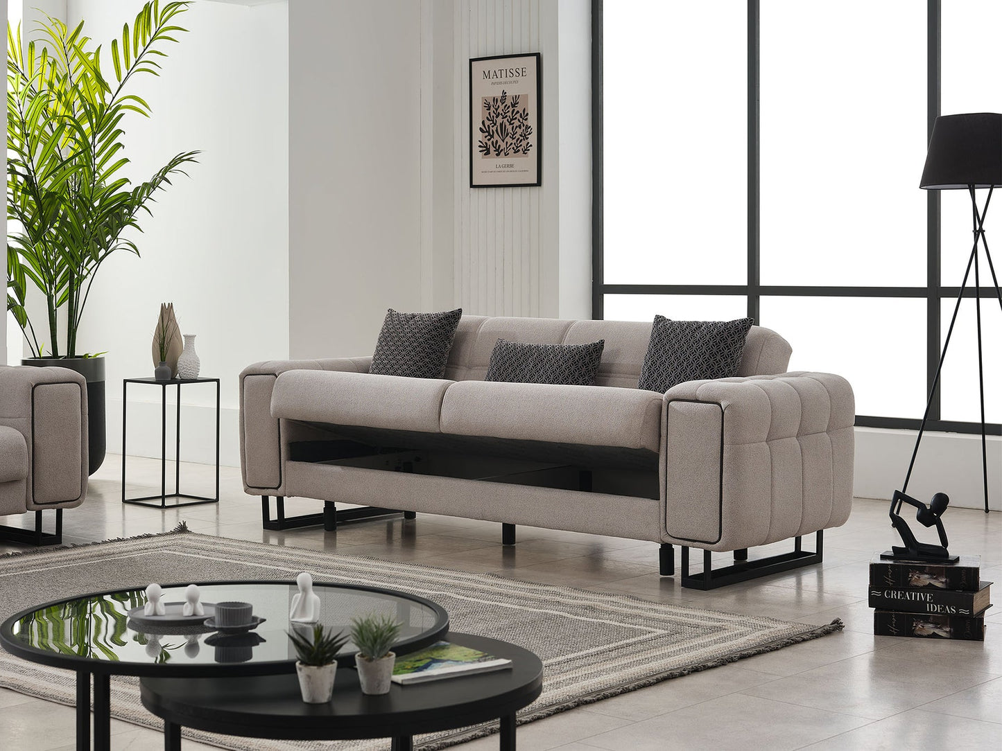 Nero 3-pieces (Sofa & Loveseat & Chair) Livingroom Set Light Grey