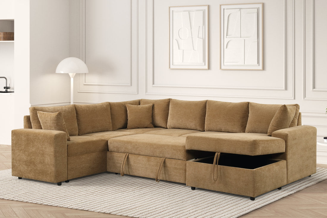 Forever2 Latte Sectional With Pull-Out Bed