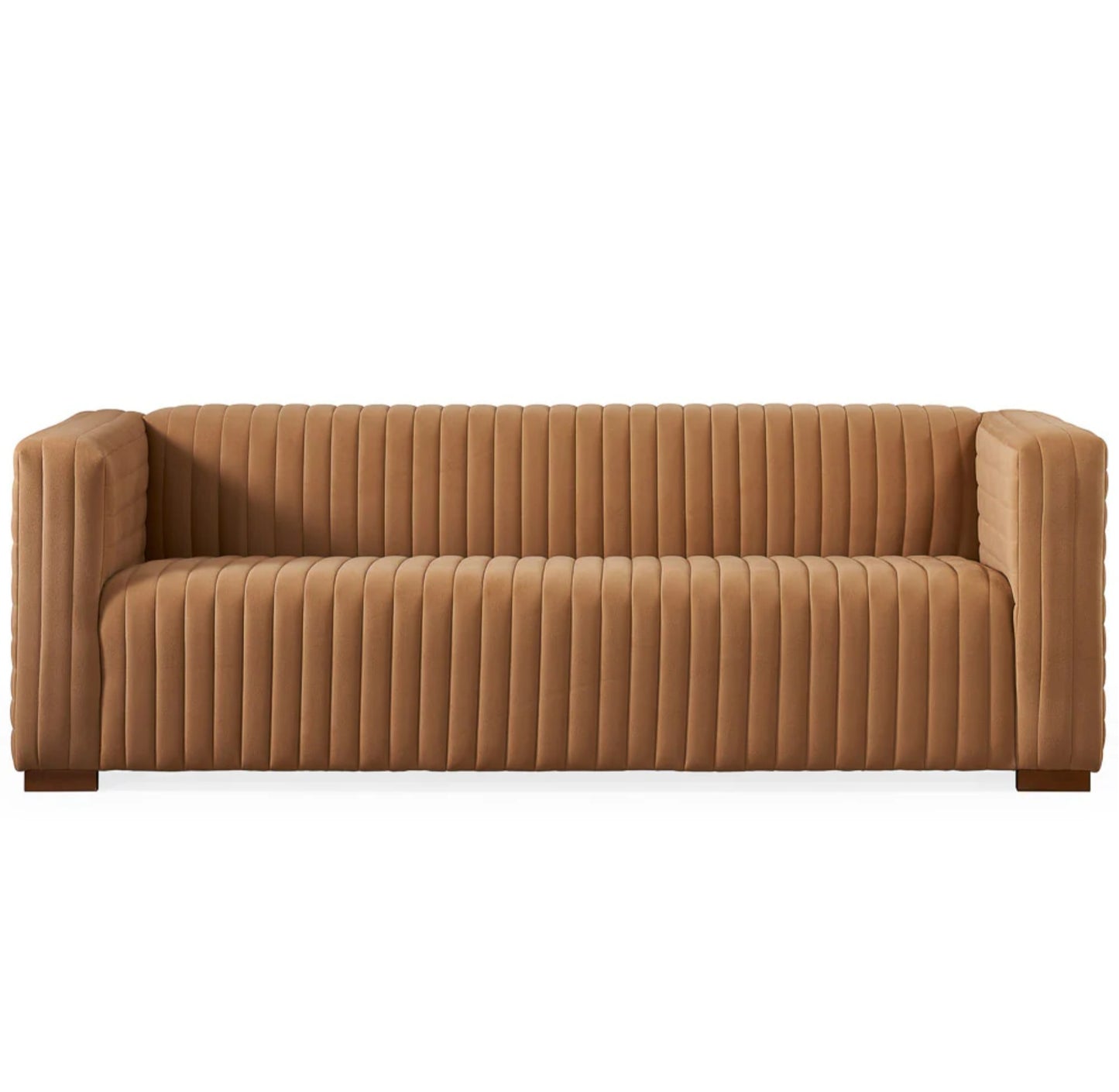 April 86" Mocha Velvet Mid Century Modern  Sofa