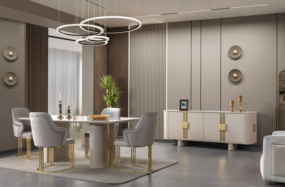 Carlina Ivory Luxury 7-Piece Dining Set