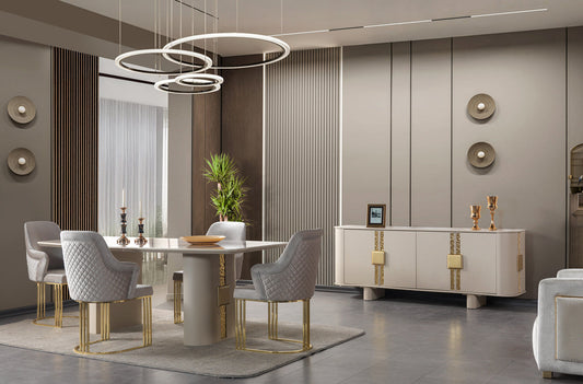 Carlina Ivory Luxury 7-Piece Dining Set