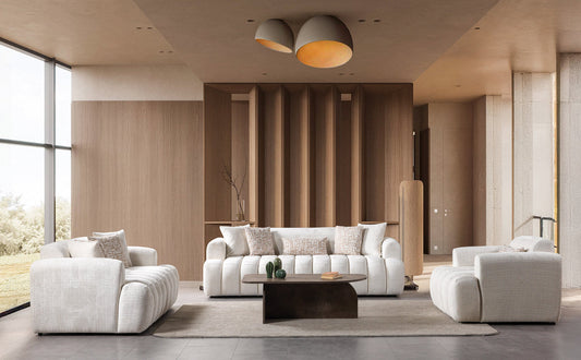 Yulia Ivory Boucle Living Room Set