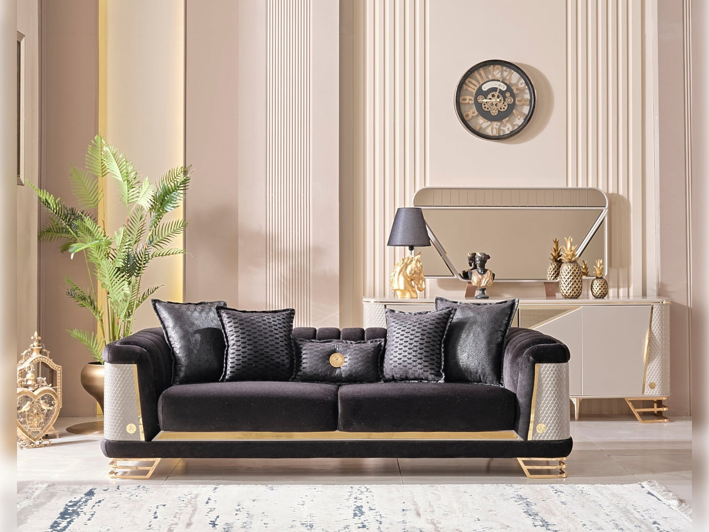 Romans 3-pieces (Sofa & Loveseat & Chair) Livingroom Set Black