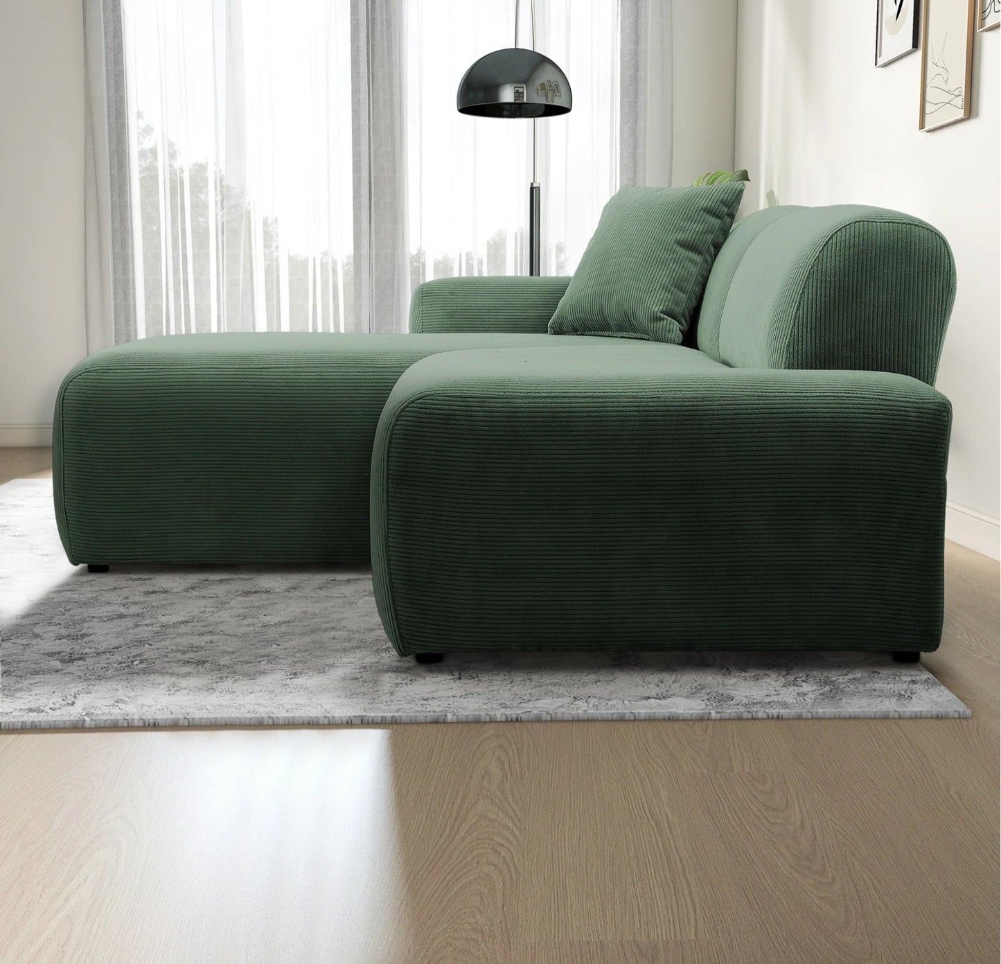 Mar Green LAF Sectional Corduroy Sofa