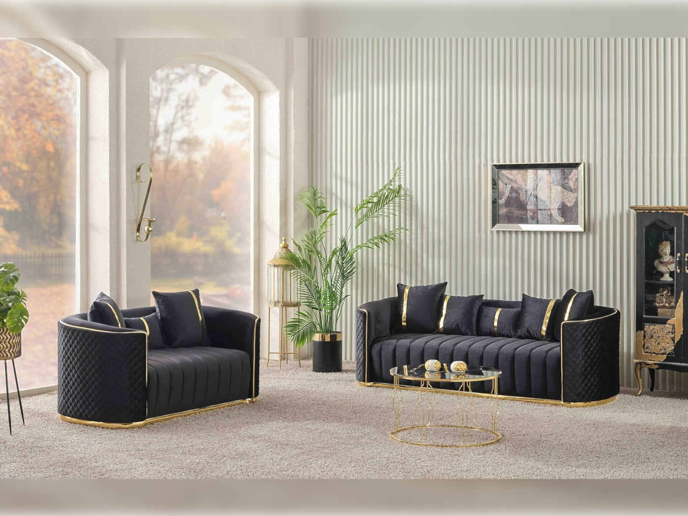 Ceko 3-pieces (Sofa & Loveseat & Chair) Livingroom Set Black