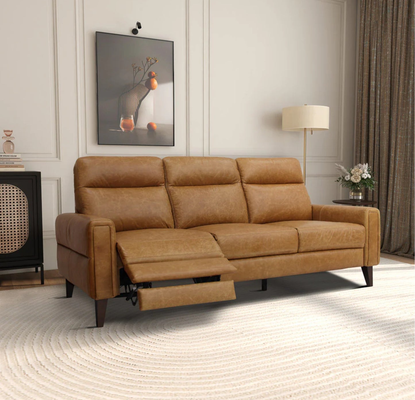 Elliot Incliner Sofa Left - Waxy Tan POWER Genuine Leather