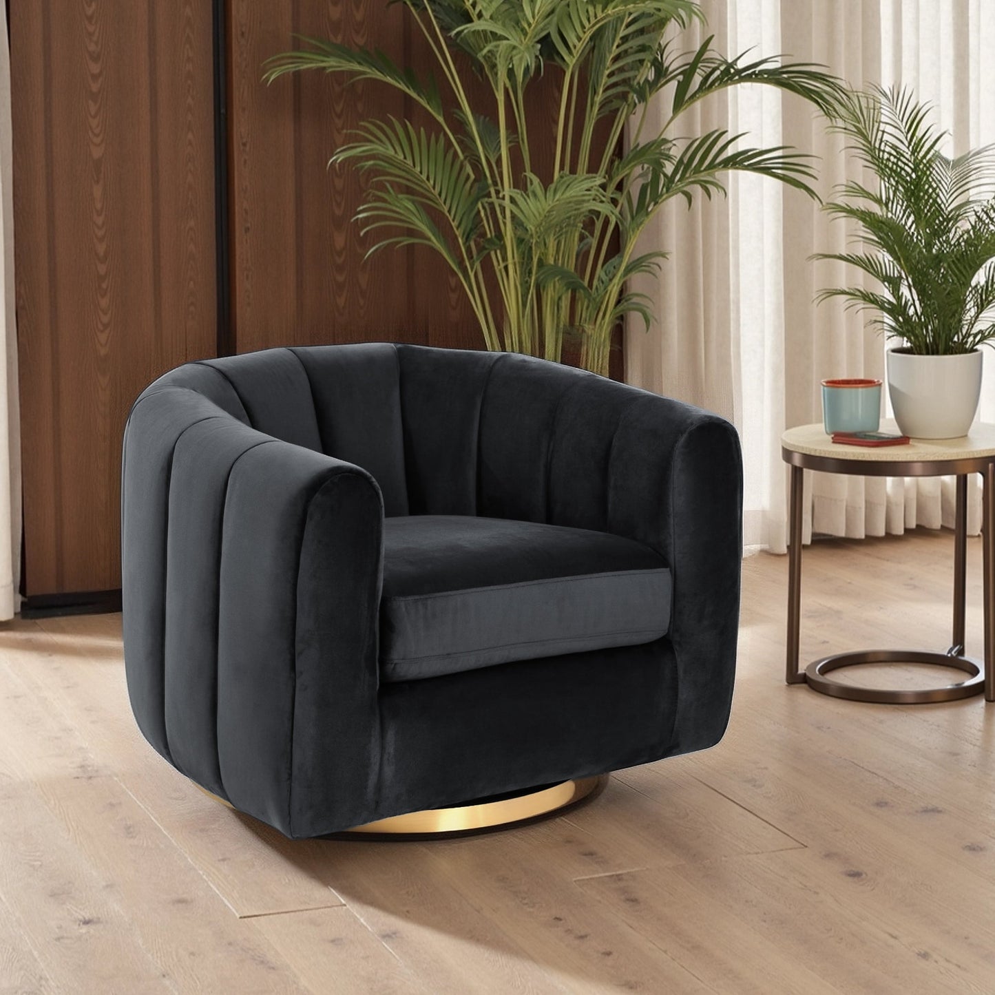 Cosey Black Velvet Swivel Chair