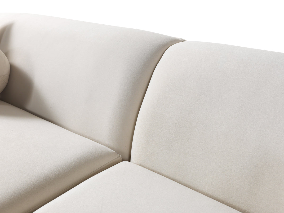 Cloe Ivory Velvet Curved 134" RAF Sectional