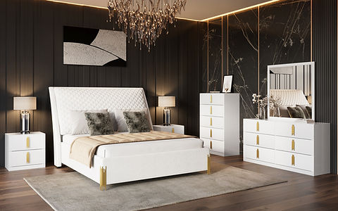 Glamor White/Gold Bedroom Set B9060