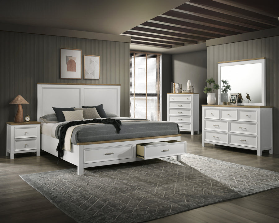 Aston White Storage Platform Bedroom Set B6550