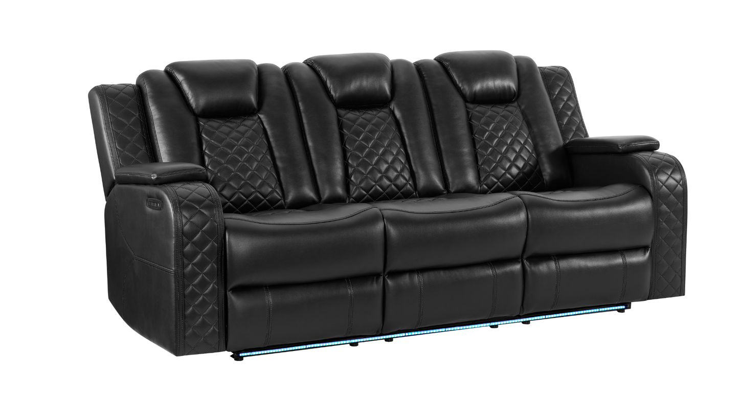 Eclipse Black POWER/LED/BLUETOOTH SPEAKERS 3pc Reclining Set S3480