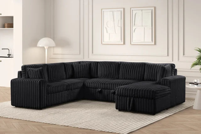 Forever Black Sectional With Pull-Out Bed