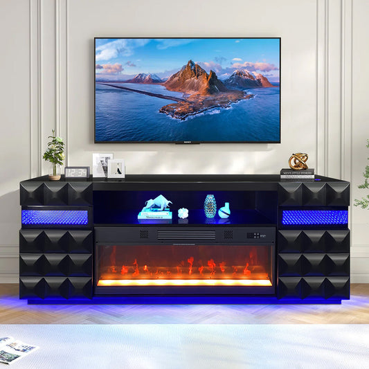Alix Black LED/BLUETOOTH SPEAKERS Smart Fireplace