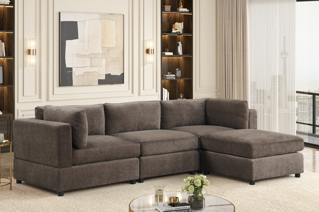 Sol Chocolate Corduroy Reversible Sectional