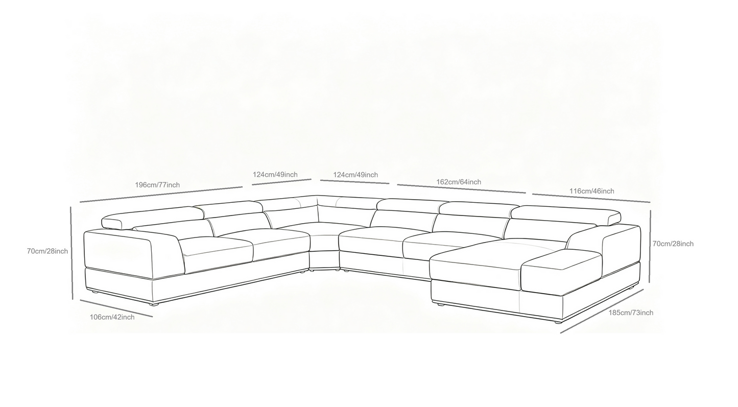 Nella Grey Sectional Sofa | Italian Leather Match MI-5107