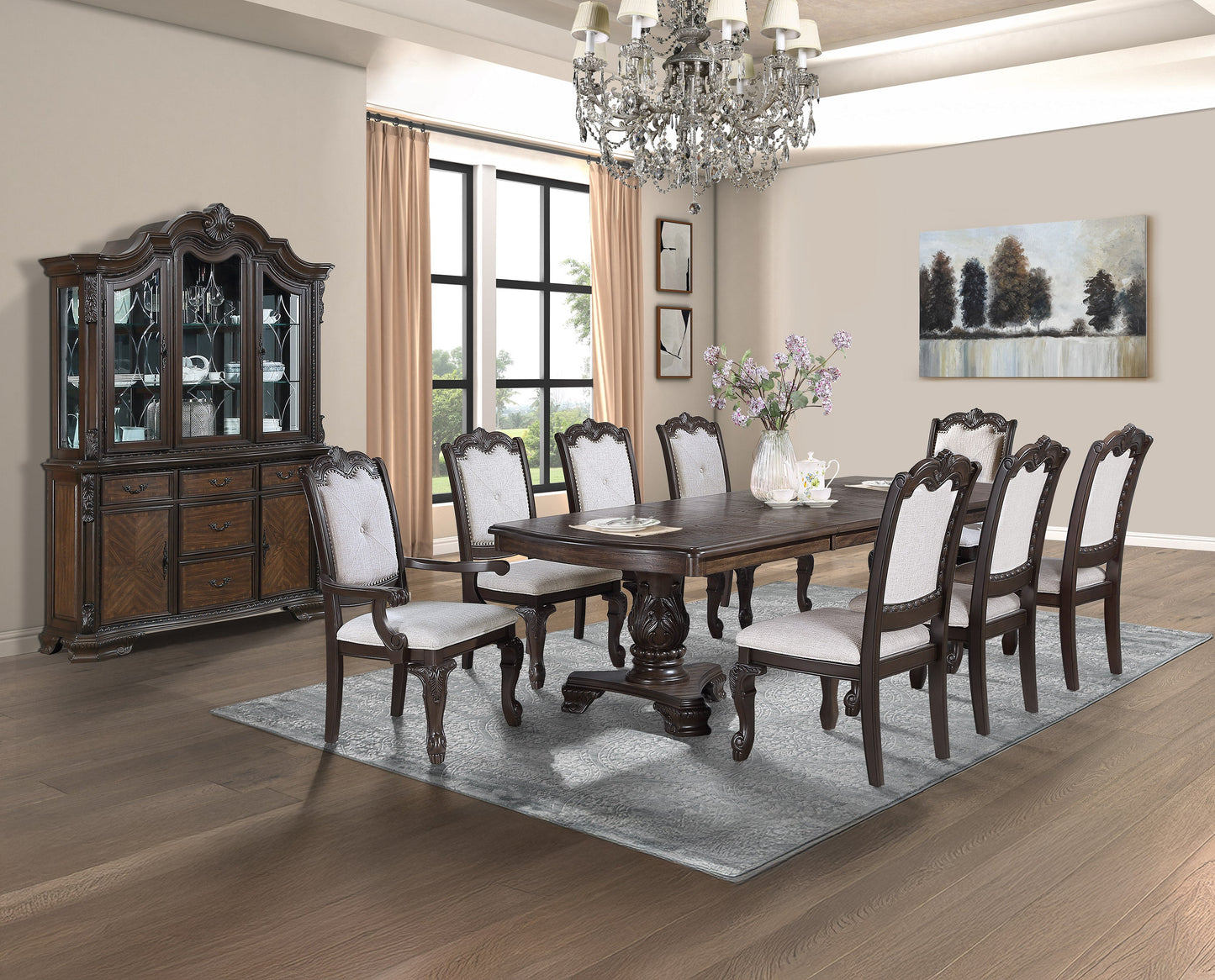 Kiera Coffee Brown Formal Extendable Dining Set 2149