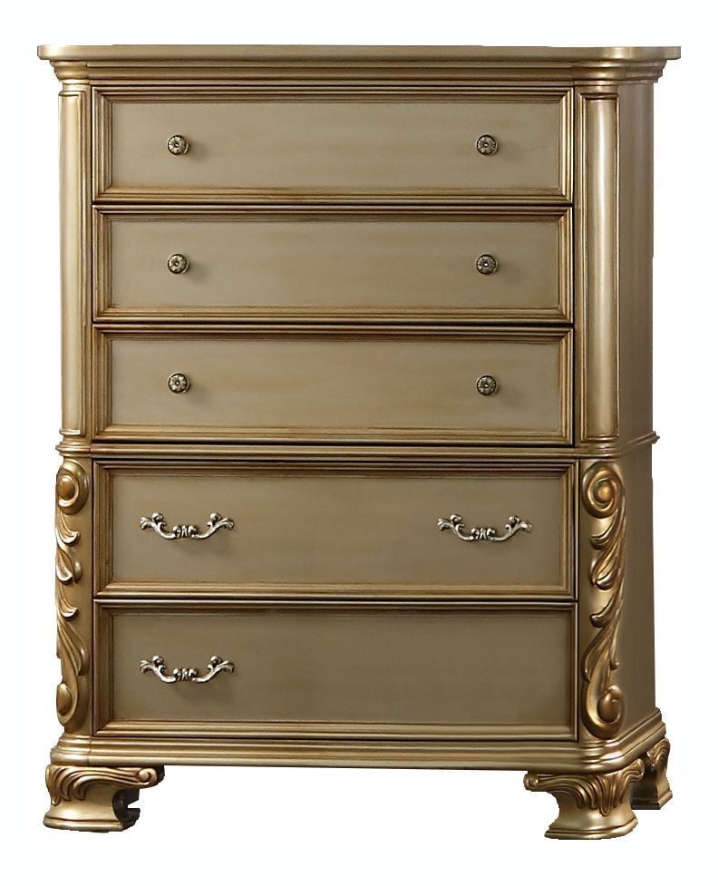 Miranda Collection Gold Finish Bedroom Set