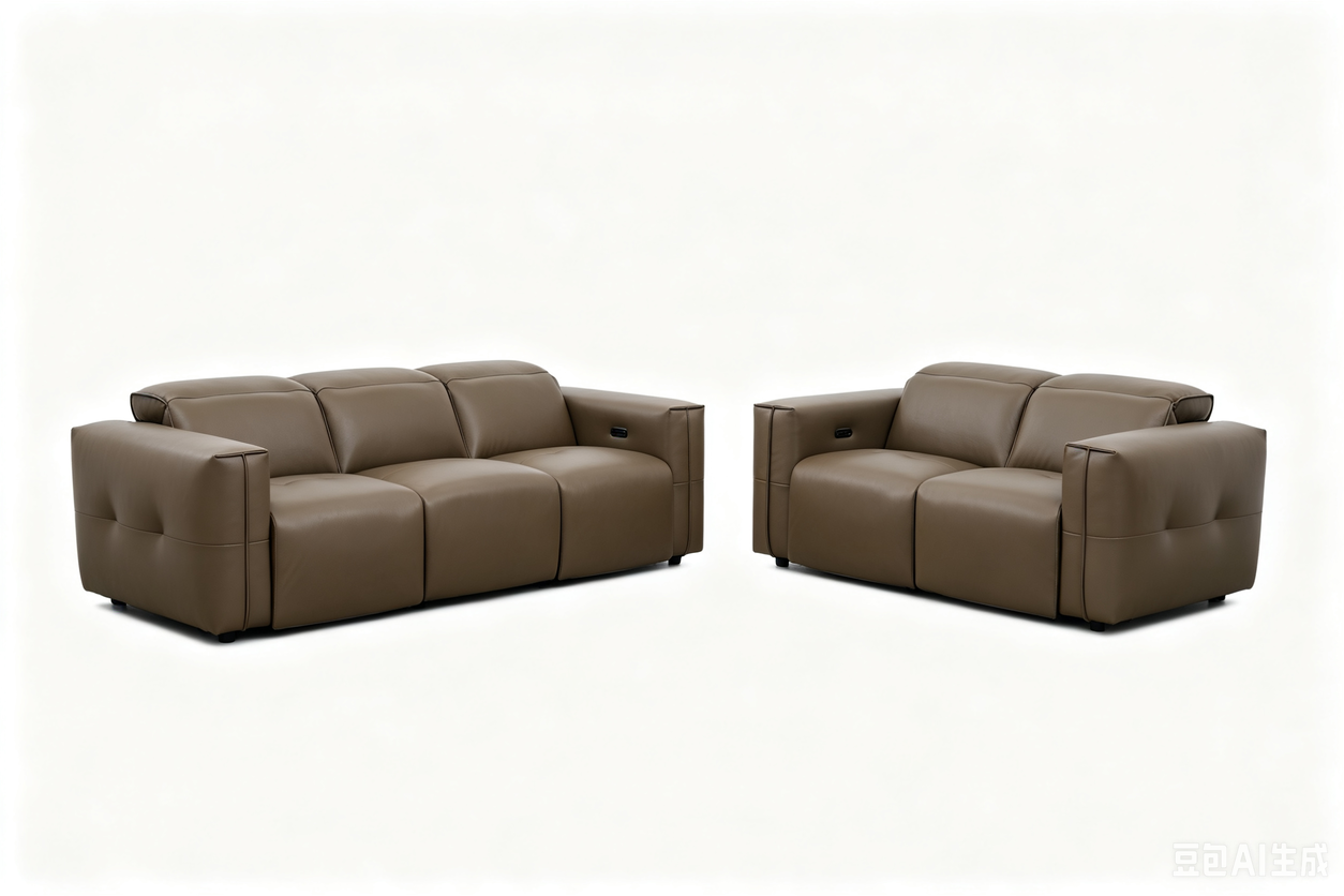 Ember Brown Italian Leather/Match POWER Reclining Sofa and Loveseat (3+2) MI-2500