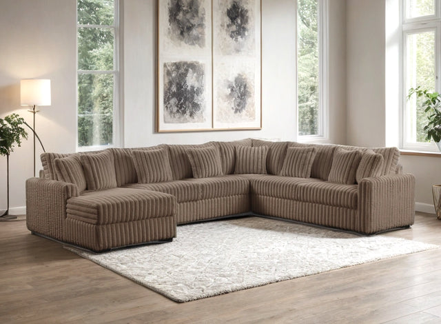 Solana Mocha Corduroy Fabric Sectional