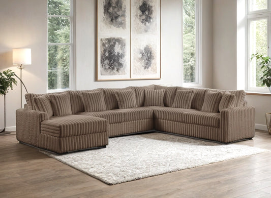 Solana Mocha Corduroy Fabric Sectional