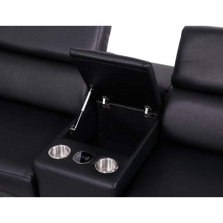 Picasso Black 2-POWER  Leather Match 6pc Sectional  MI631