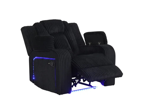 Hulk10 Black Cord LED/BLUETOOTH SPEAKERS 3pc Reclining Set