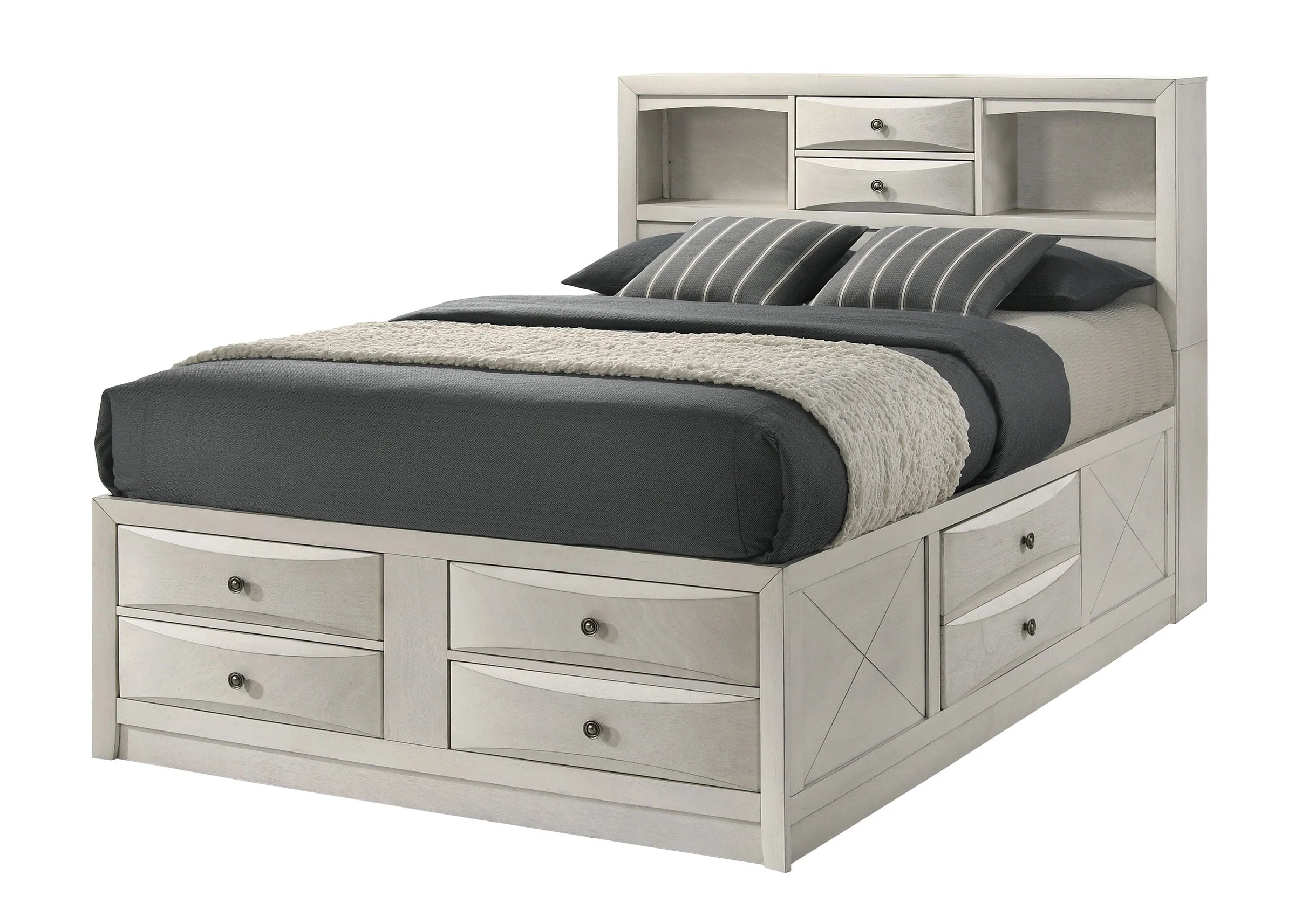 Emily White Storage Platform Bedroom Set | B4255 – Harwin Furniture