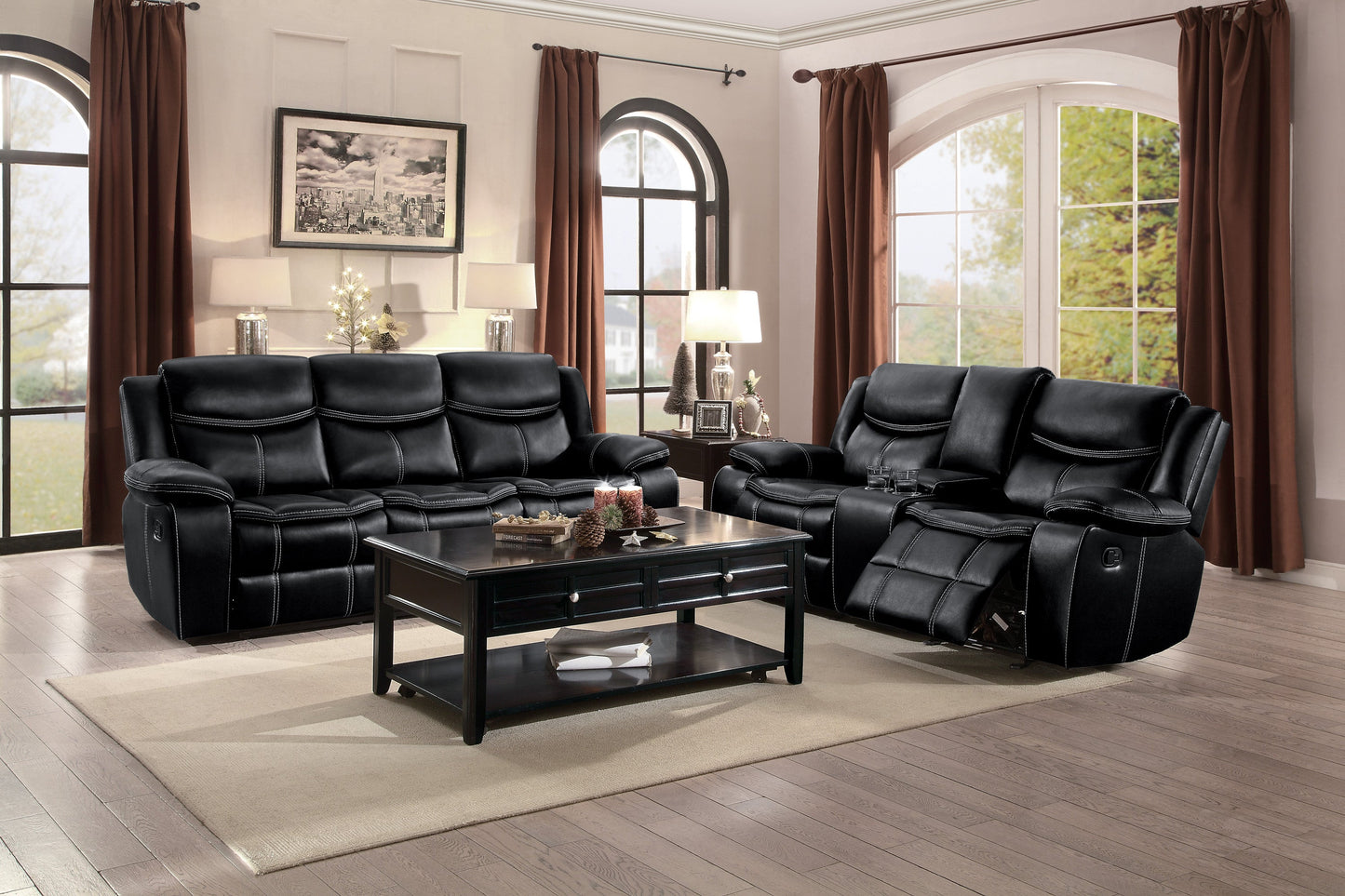 Bastrop Black Reclining Living Room Set 8230