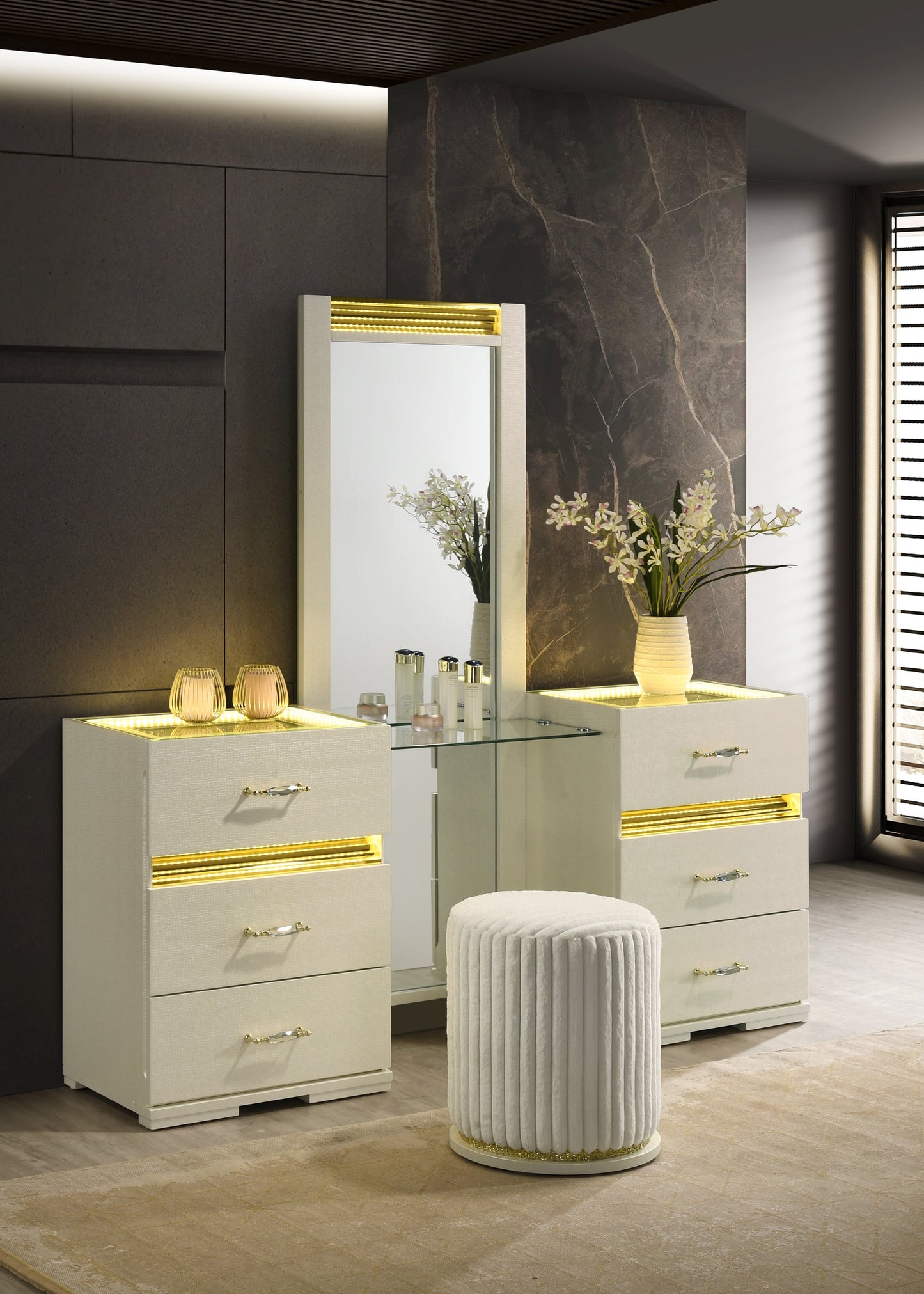 Brillia Gold LED Panel Bedroom Set  B34 - Harwin Furniture