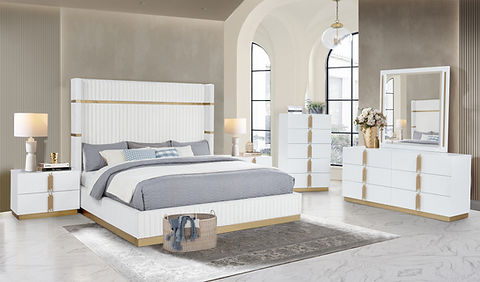Evon White/Gold Bedroom Set B7551