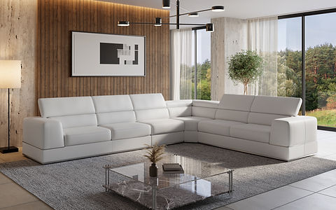 Pella White Leather Match 4pc Sectional MI5106