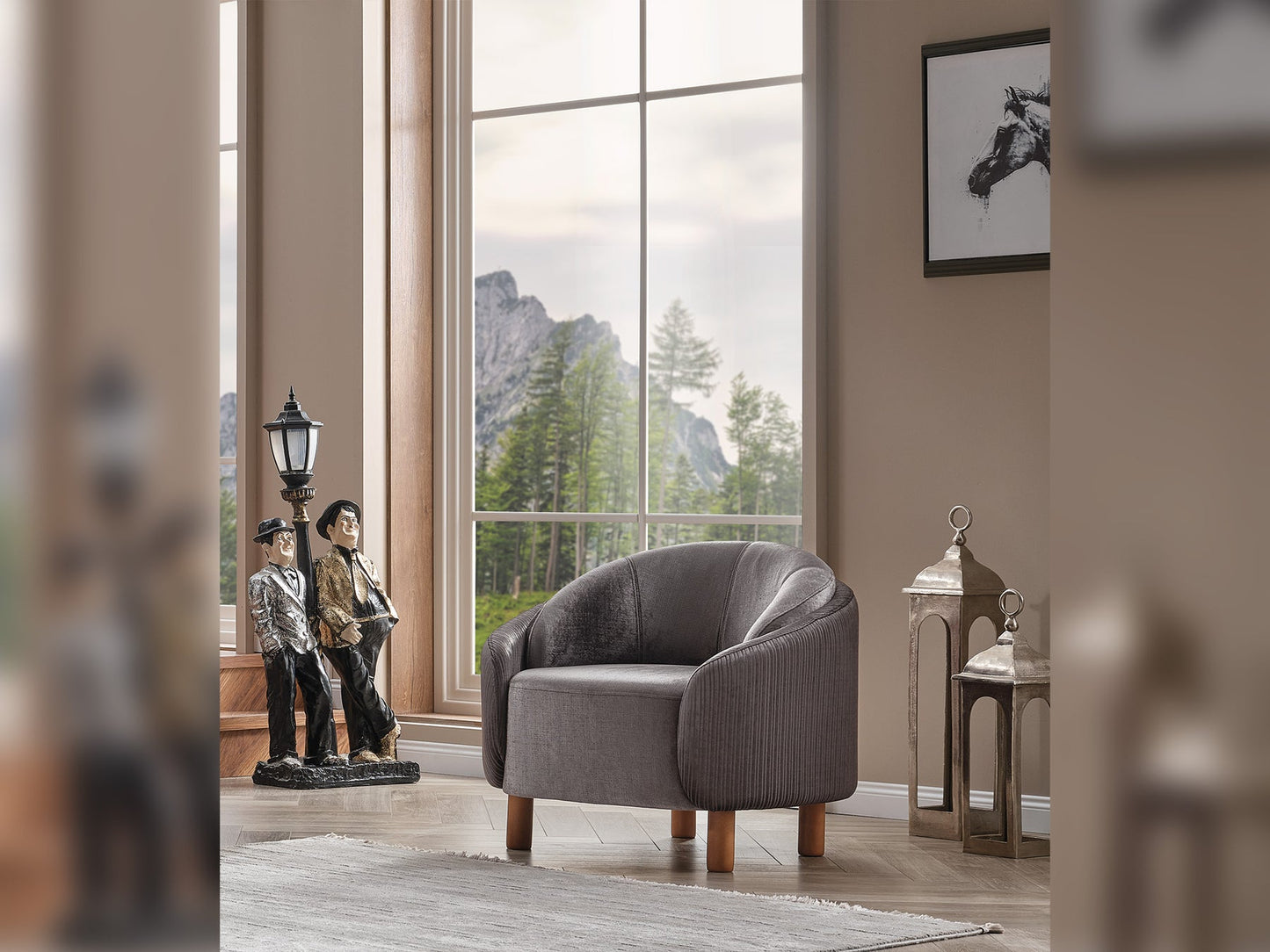 Alessa 4-pieces (2 Sofa & 2 Chair) Livingroom Set Grey