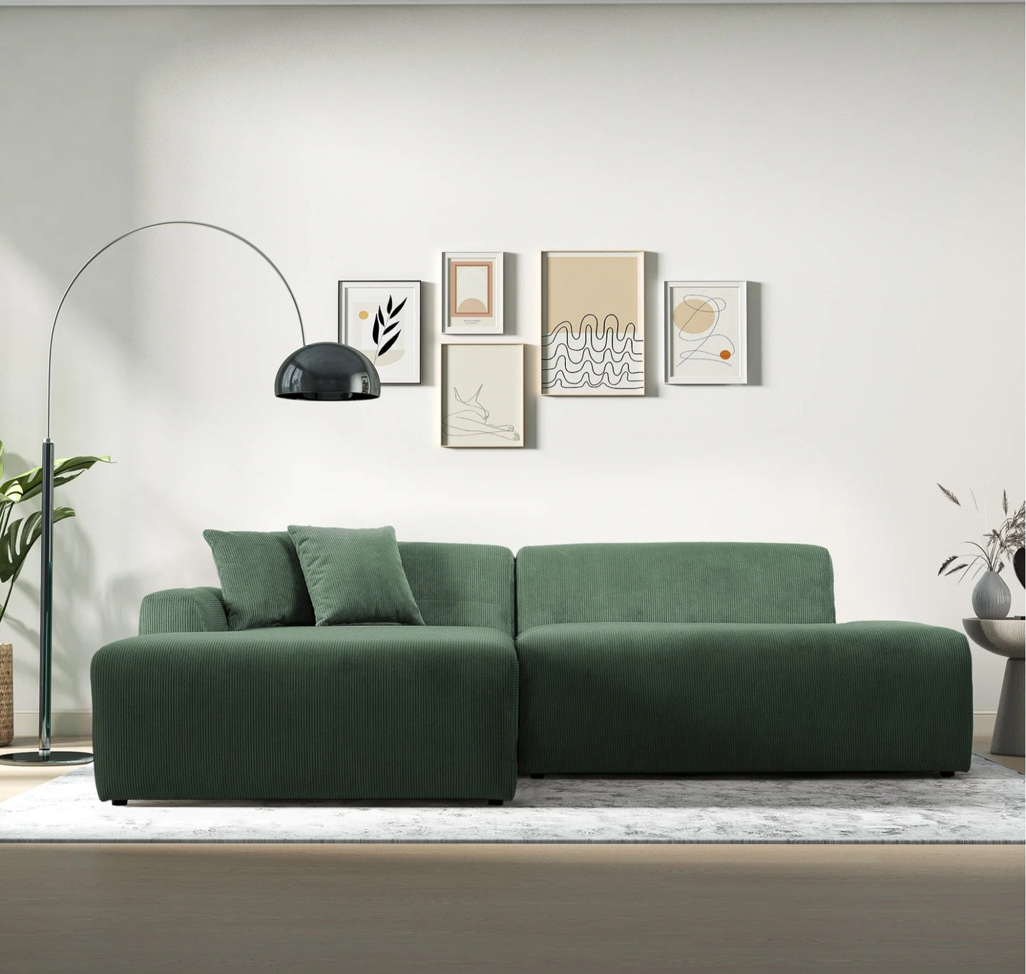 Mar Green LAF Sectional Corduroy Sofa
