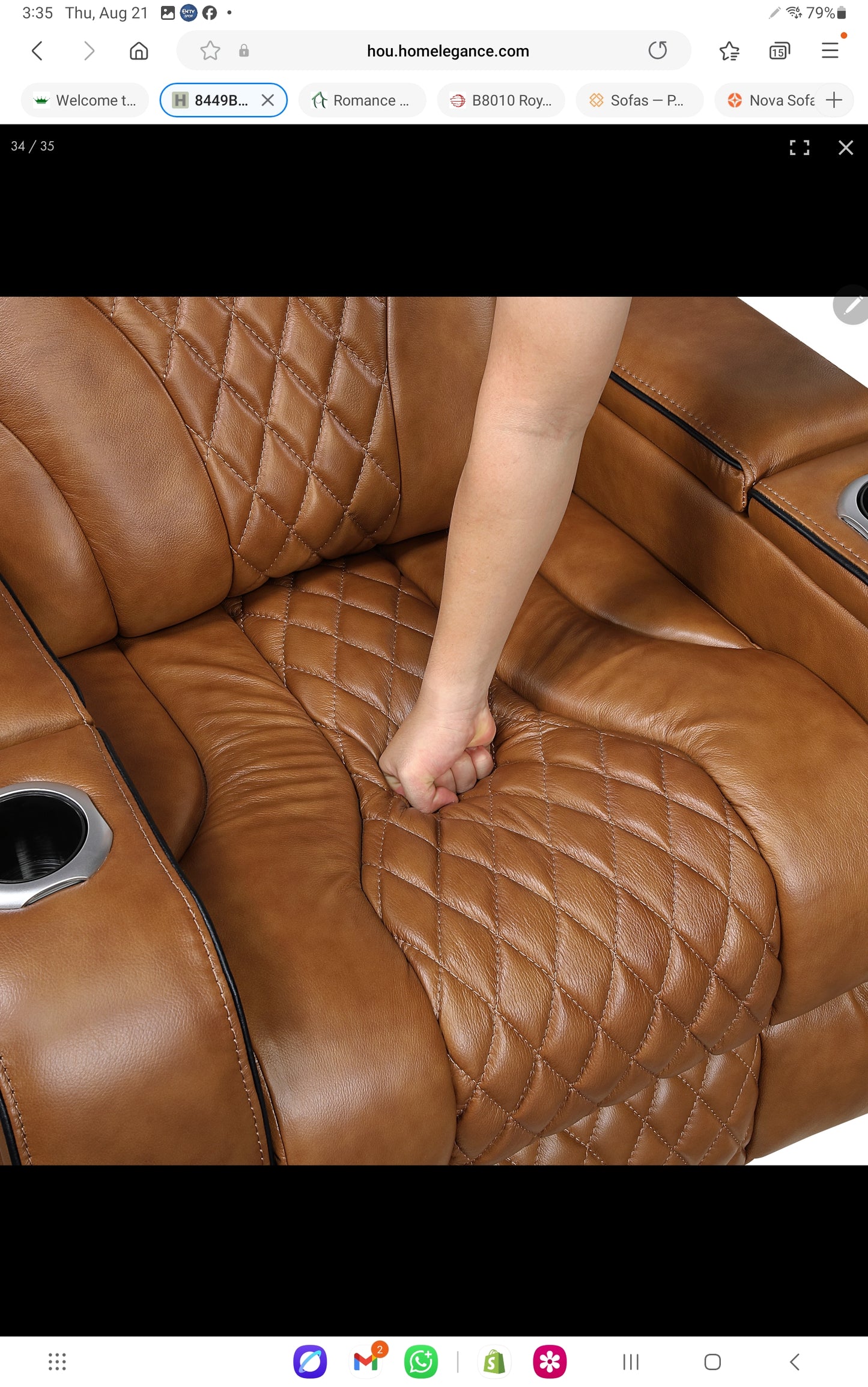 Apex TOP GRAIN LEATHER/POWER/LED/MASSAGE Reclining Set 8449