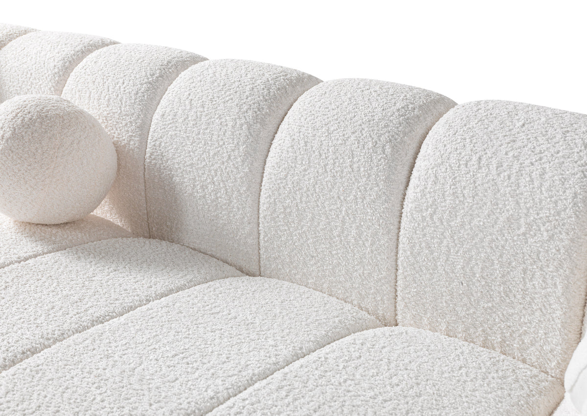 Lis Ivory Boucle Double Chaise 147" Sectional