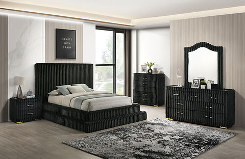 Micah Black Corduroy Platform Bedroom Set B9020