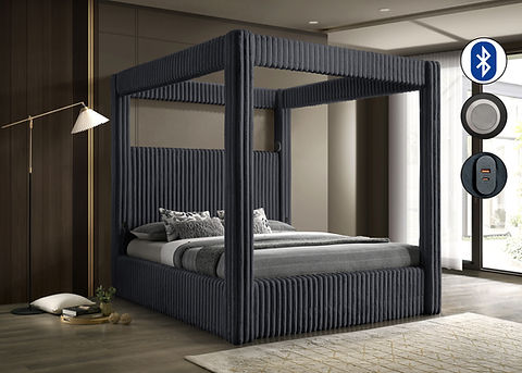 Atlam Grey Corduroy King Platform Bed B9013