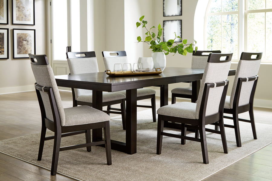 Neymorton Dark Grayish Brown Dining Table and 6 Chairs D618