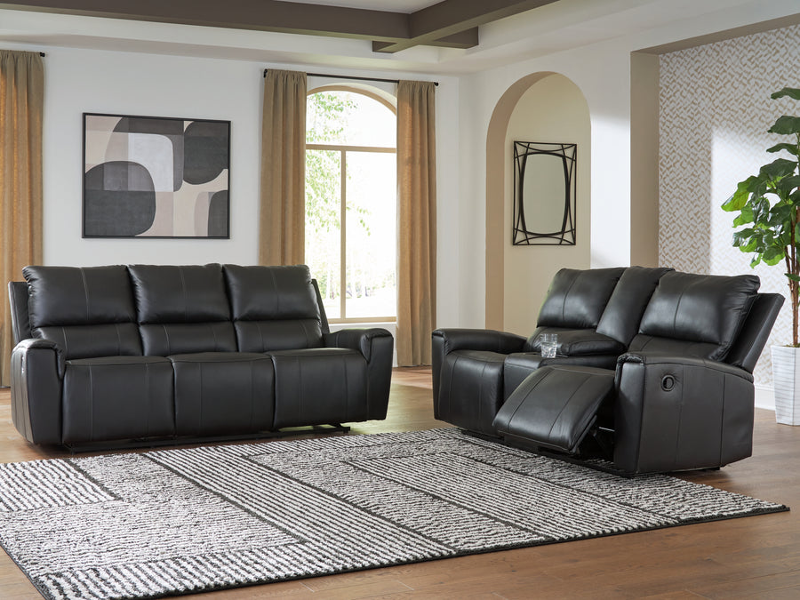 Glossmore Black Reclining Sofa and Loveseat | PCU11700