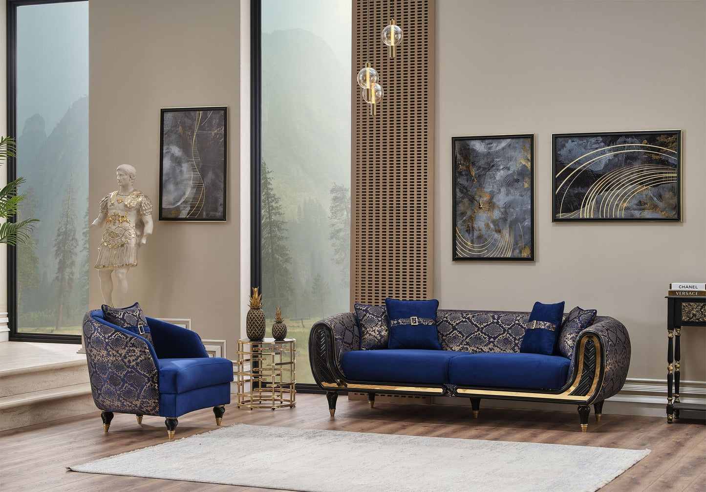 Lima 3-pieces (Sofa & Loveseat & Chair) Livingroom Set Blue