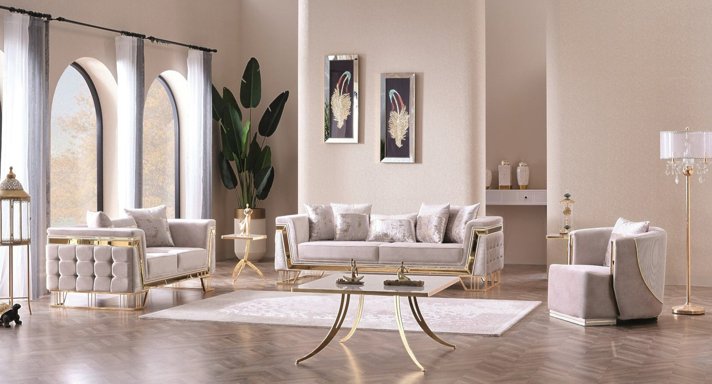 Munich 3-pieces (Sofa & Loveseat & Chair) Livingroom Set Cream