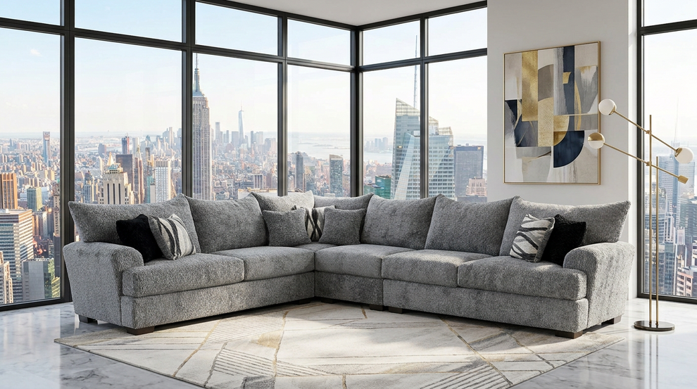 Rizz Grey Fabric Sectional S360